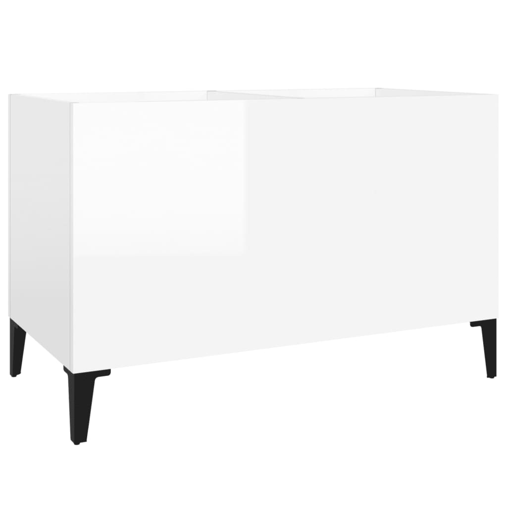 Record Cabinet High Gloss White 74.5x38x48 cm Engineered Wood